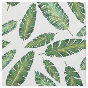 Watercolor banana leaves tropical summer pattern fabric