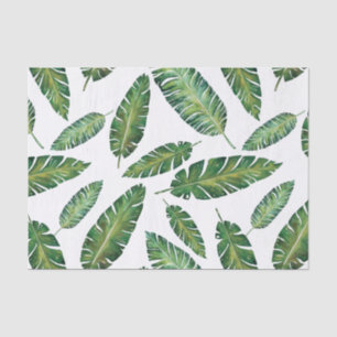 Watercolor banana leaves tropical summer pattern tissue paper