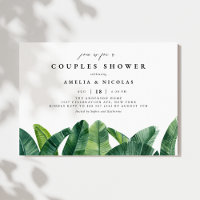 Watercolor Banana Palm Leaves Couples Shower