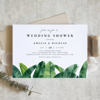 Watercolor Banana Palm Leaves Wedding Shower