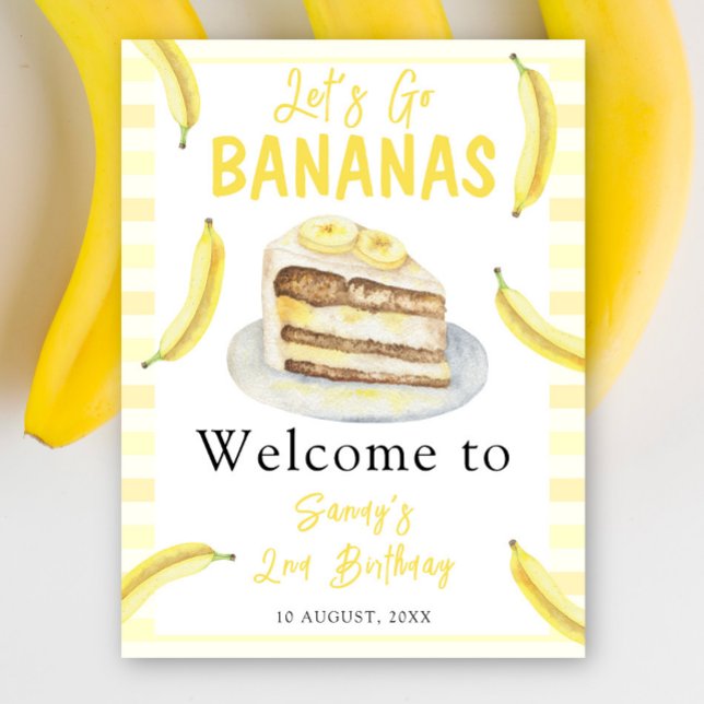 Watercolor Bananas Cake Birthday Welcome Poster (Creator Uploaded)
