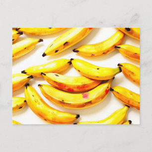 Watercolor Bananas in Soft Hues with White  Postcard