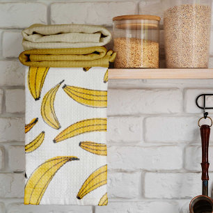 Watercolor bananas - yellow tea towel