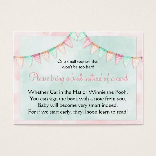 Watercolor Banners Flags Baby Shower Book Request Business Card