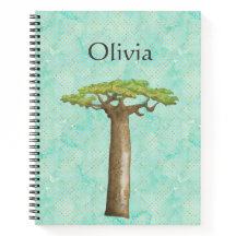 Watercolor Baobab Tree Graph Notebook