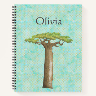 Watercolor Baobab Tree Graph Notebook