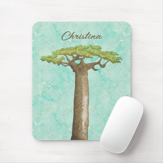 Watercolor Baobab Tree  Mouse Mat (With Mouse)