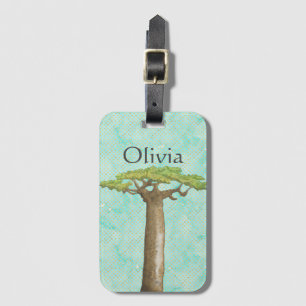 Watercolor Baobab Tree Personalised Luggage Tag