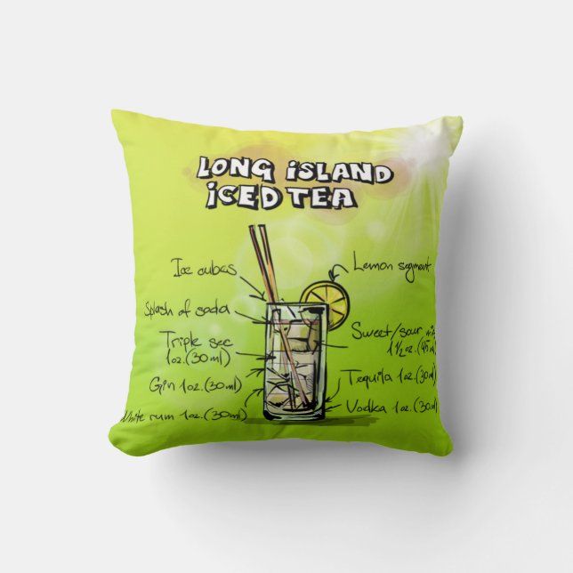 Watercolor Bar Cocktail Recipe Cushion (Front)