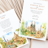 Watercolor Barcelona Spain Wedding