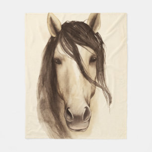 Watercolor Barn Animals Horse Fleece Blanket