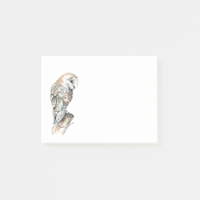Watercolor Barn Owl Bird Nature Art Post-it Notes (Front)