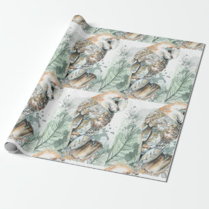 Watercolor Barn Owl Bird Nature Wildlife art Wrapping Paper