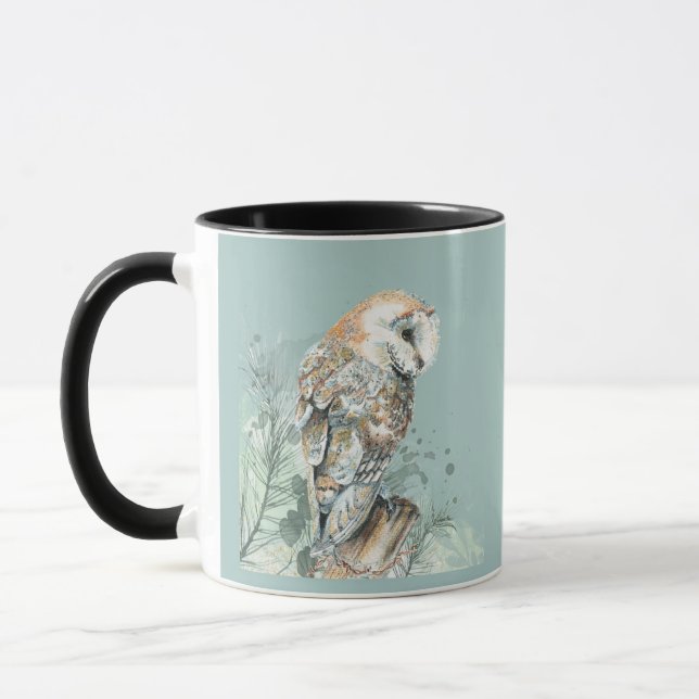  Watercolor Barn Owl Bird Wildlife Nature Art  Mug (Left)