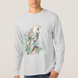 Watercolor Barn Owl Bird Wildlife Nature Art T-S T-Shirt