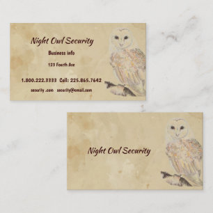 Watercolor Barn Owl Security Business Card