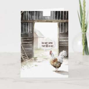 Watercolor Barn Rooster 65th Birthday Humour Card