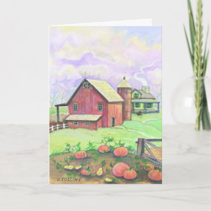 Watercolor barn scene customisable card