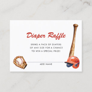 Watercolor Baseball Baby Shower Diaper Raffle Enclosure Card