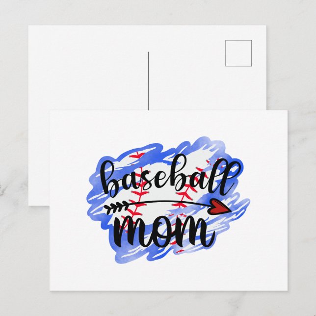 Watercolor Baseball Ball Baseball Mum Postcard (Front/Back)