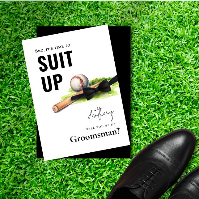 Watercolor Baseball Bat Tuxedo Suit Up Groomsman Invitation (Watercolor Baseball Bat Tuxedo Suit Up Groomsman Invitation )