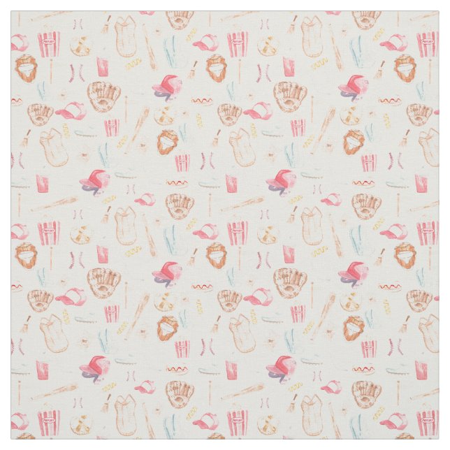Watercolor Baseball Fabric (Swatch)