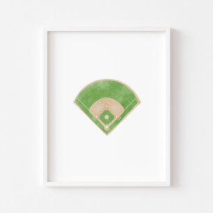 Watercolor baseball filed poster