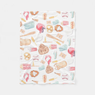 Watercolor Baseball Fleece Blanket