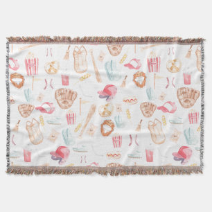 Watercolor Baseball Throw Blanket