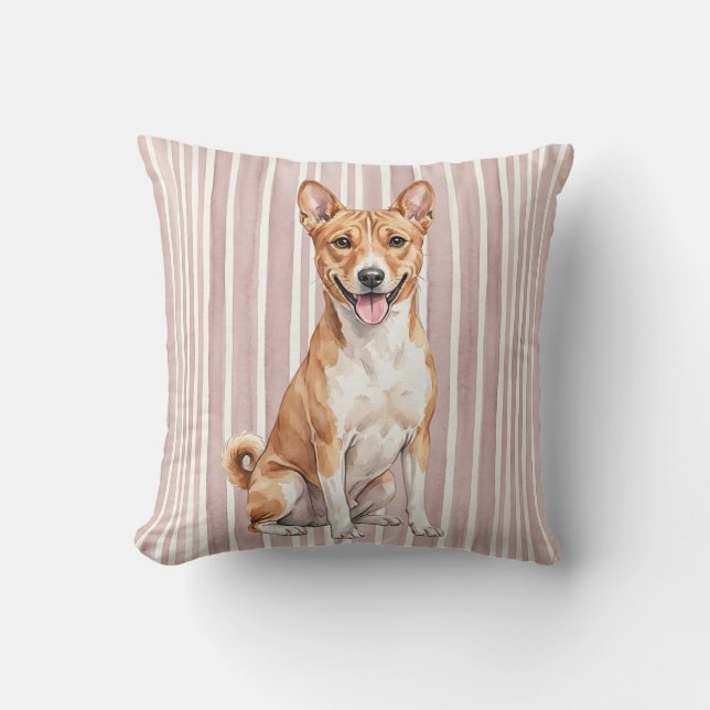 Watercolor Basenji Dog Decorative Pillow (Front)