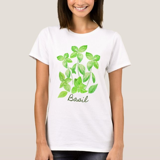 Watercolor basil illustration T-Shirt (Front)