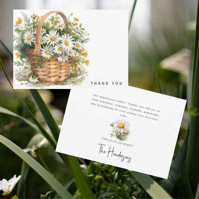 Watercolor Basket of Daisies Bereavement Thank You Card (Creator Uploaded)
