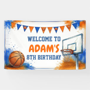 Watercolor basketball Birthday Party Banner