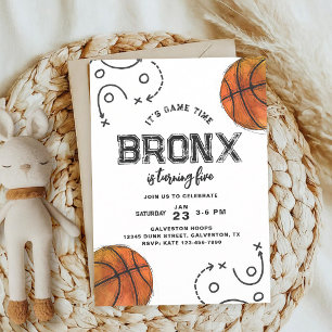 Watercolor Basketball Boy Birthday Invitation