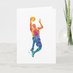 Watercolor Basketball Card