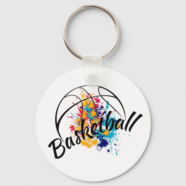 Watercolor Basketball   Key Ring (Front)
