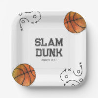 Watercolor Basketball Paper Plates