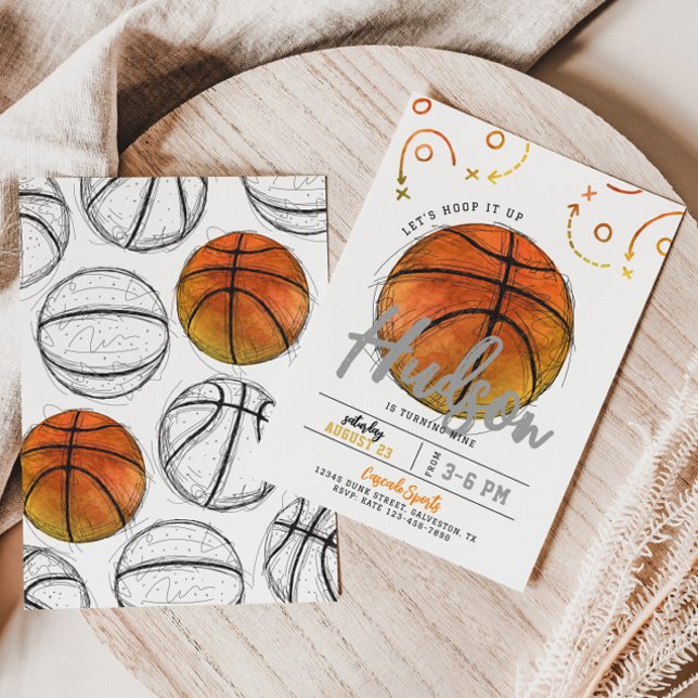 Watercolor Basketball Party Invitation (Creator Uploaded)