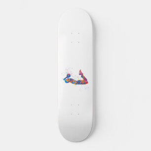 Watercolor basketball player skateboard