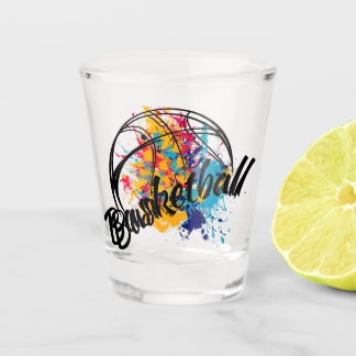 Watercolor Basketball     Shot Glass