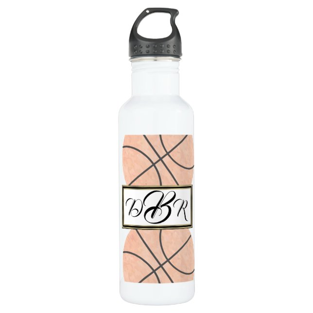 Watercolor Basketball Sports Monogram 710 Ml Water Bottle (Front)