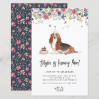 Watercolor Basset Hound Dog Birthday Invitation
