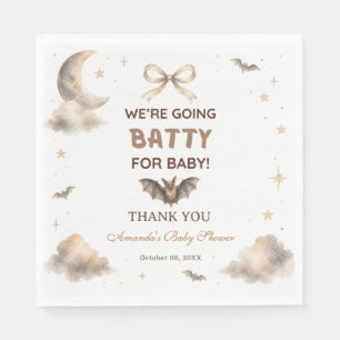 Watercolor Bat We're Going Batty for Baby Shower Napkin