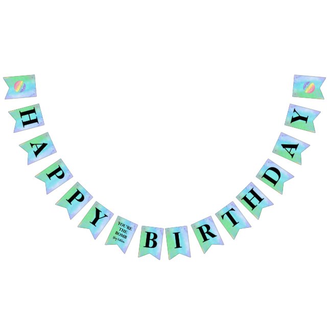 Watercolor Bath Bomb Birthday bunting banner (All)