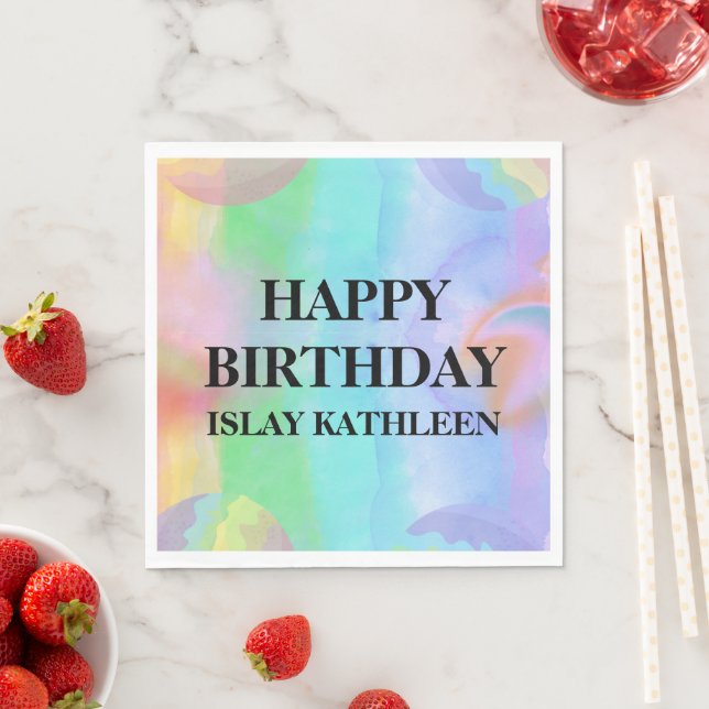 Watercolor Bath Bomb Birthday Paper Napkin (Insitu)