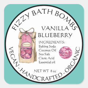 Watercolor Bath Bomb handmade Label Product 
