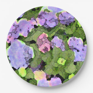 Watercolor Batik Hydrangeas Paper Plate
