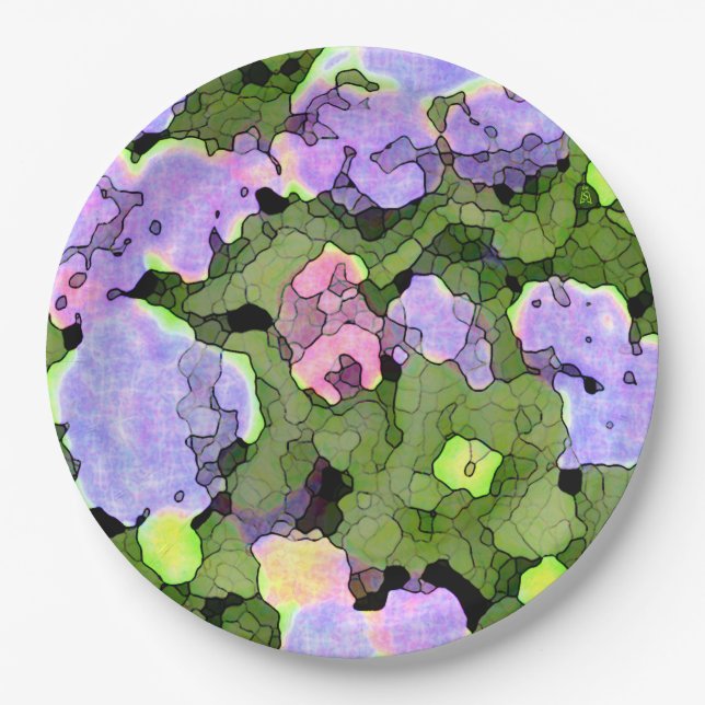 Watercolor Batik Hydrangeas Paper Plate (Front)