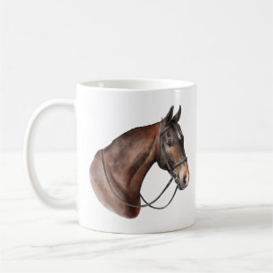 Watercolor Bay horse head in a bridle Coffee Mug