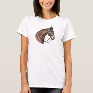 Watercolor Bay horse head in a bridle T-Shirt